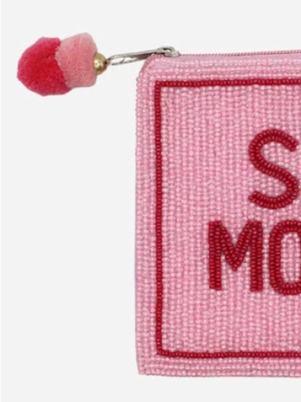 Nu Shuz Key West Hand-Beaded ‘ Spa Money ' Pink Red Clutch Coin Pouch